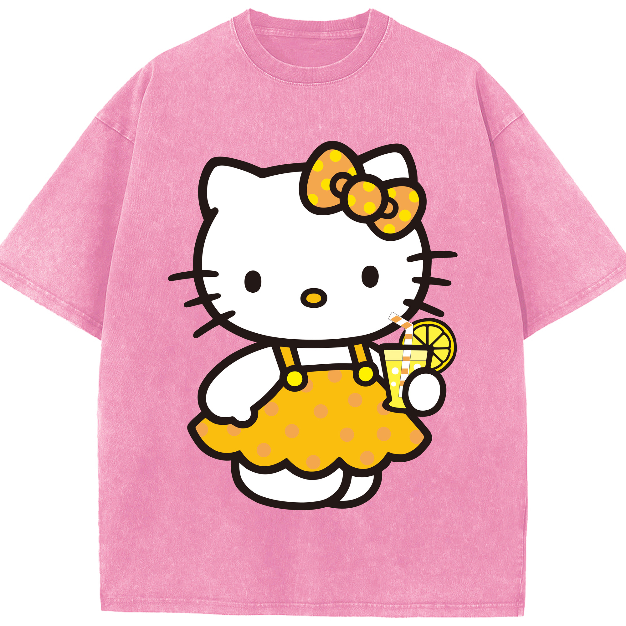 （画像用） Hello Kitty ハローキティ 綿100% ヴィンテージ風 半袖Tシャツ（フロントプリント）